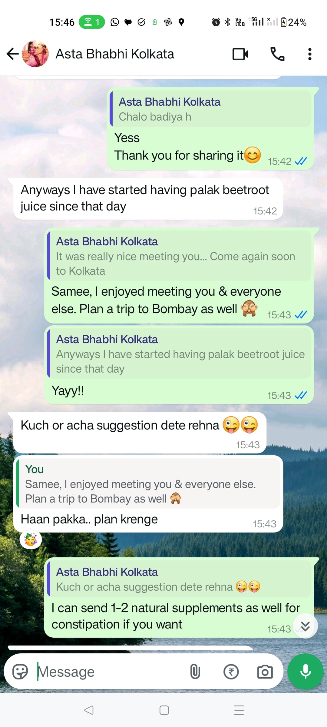 Client conversation screenshot