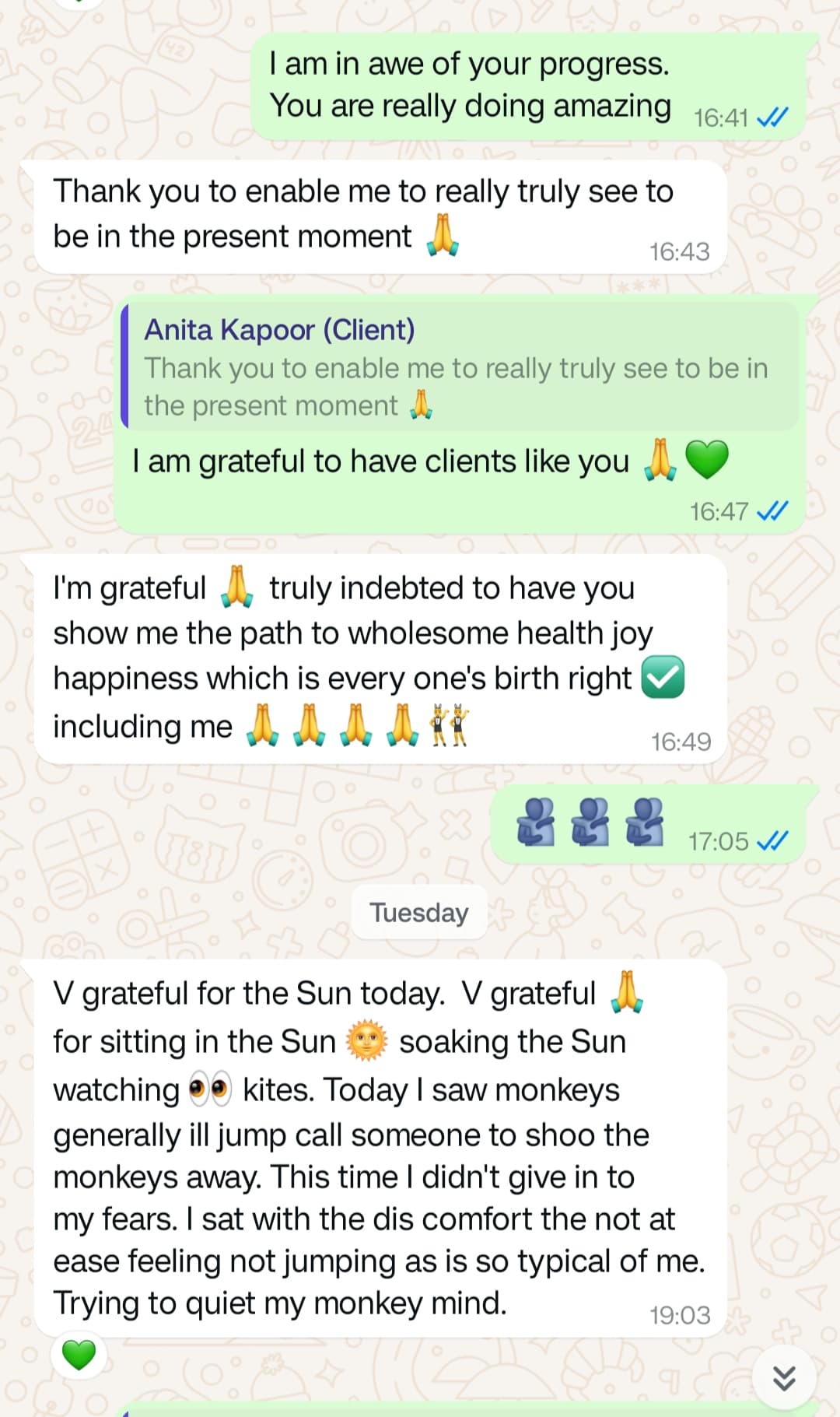 Client conversation screenshot