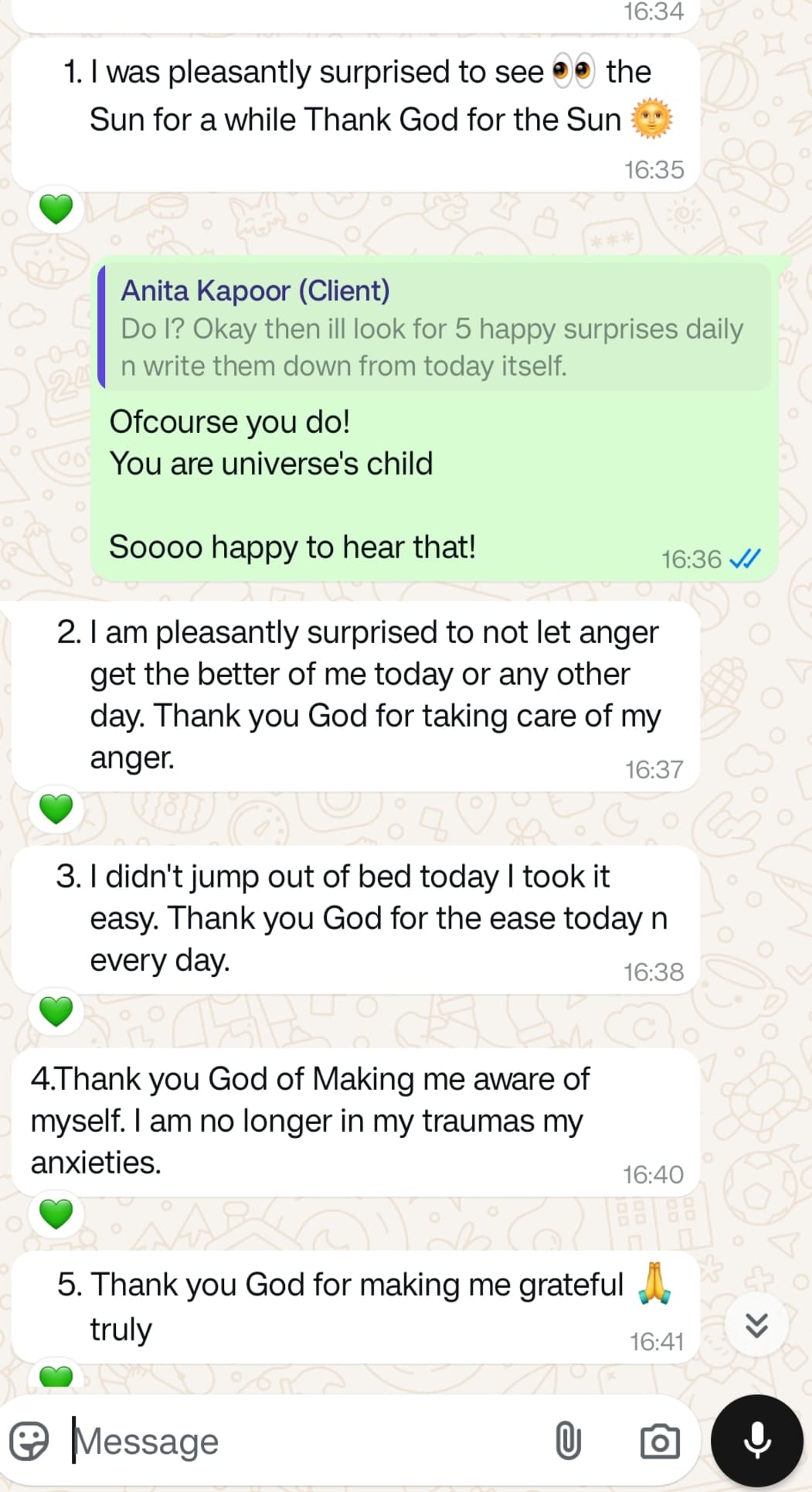 Client conversation screenshot