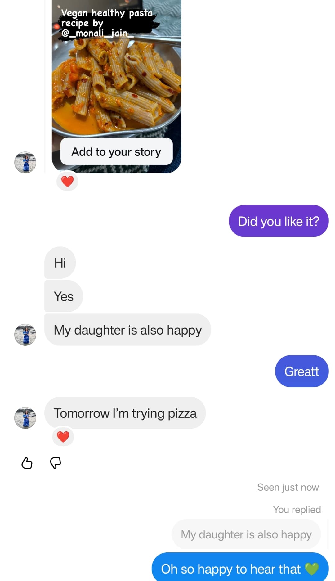 Client conversation screenshot