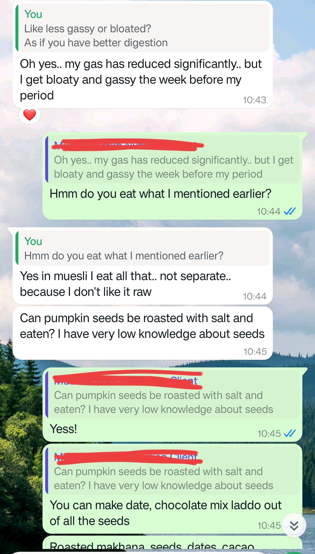 Client conversation screenshot